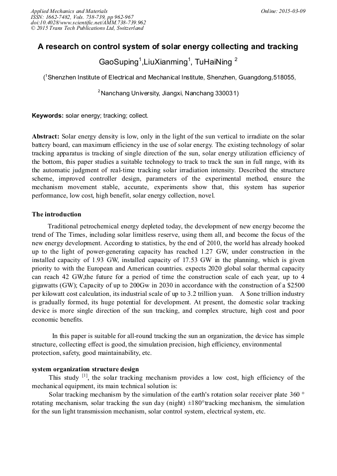 Solar energy research paper