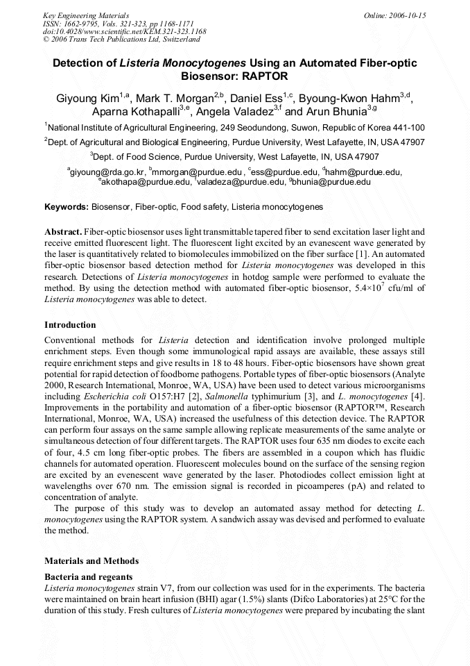 Detection of  Listeria