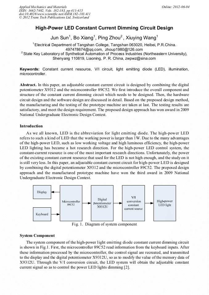 HighPower LED Constant Current Dimming Circuit Design