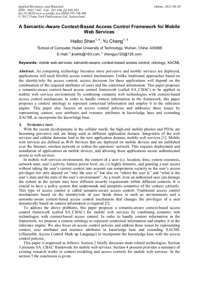 A SemanticAware ContextBased Access Control Framework for Mobile 
