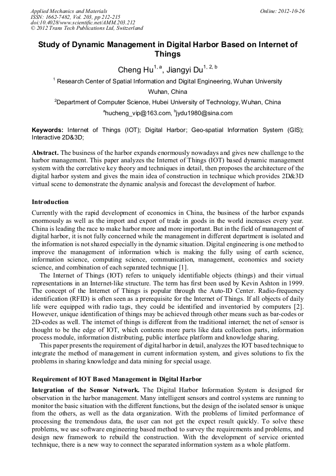 Study of Dynamic Management in Digital Harbor Based on of