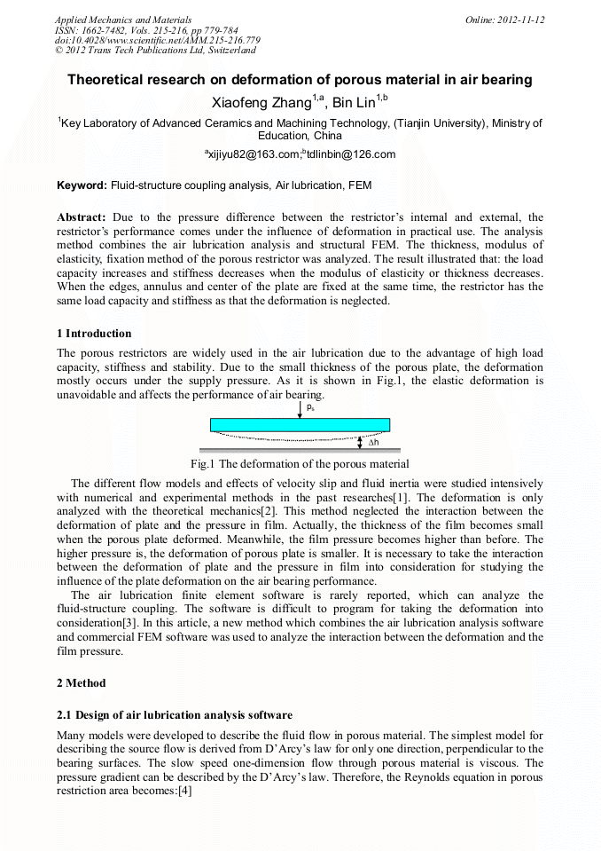 Theoretical Research on Deformation of Porous Material in Air Bearing