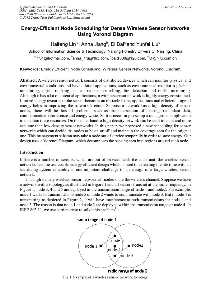 EnergyEfficient Node Scheduling for Dense Wireless Sensor Networks