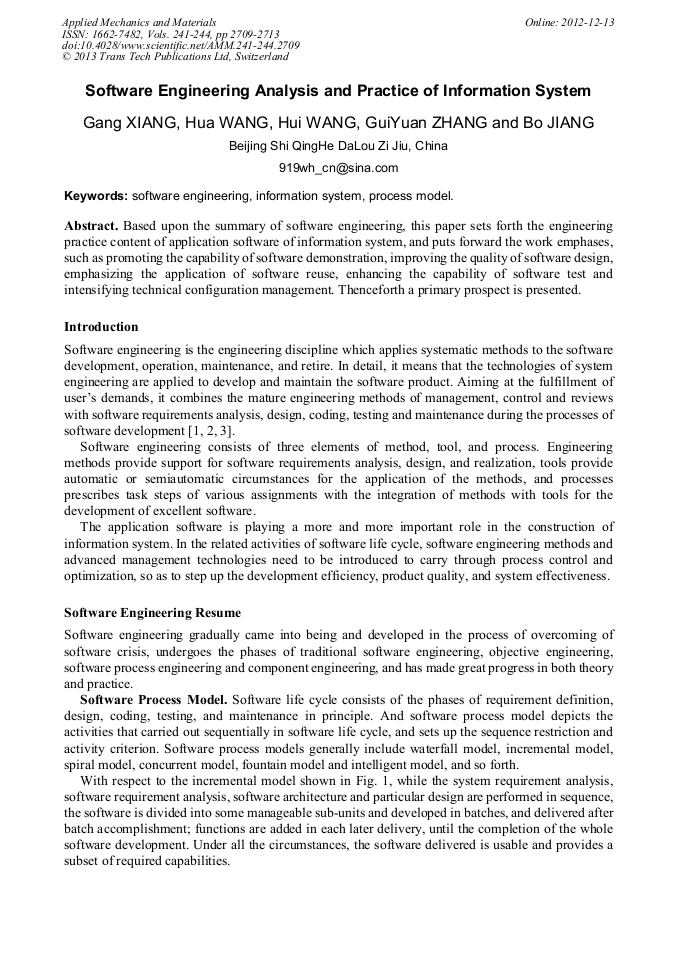 Software Engineering Analysis And Practice Of Information System Scientific Net