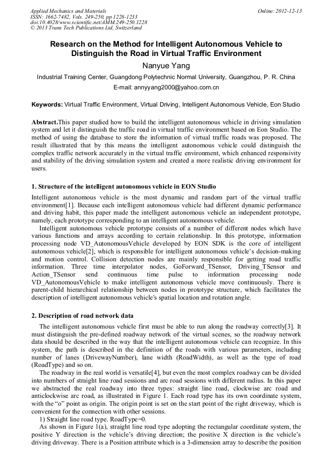 Research on the Method for Intelligent Autonomous Vehicle to ...