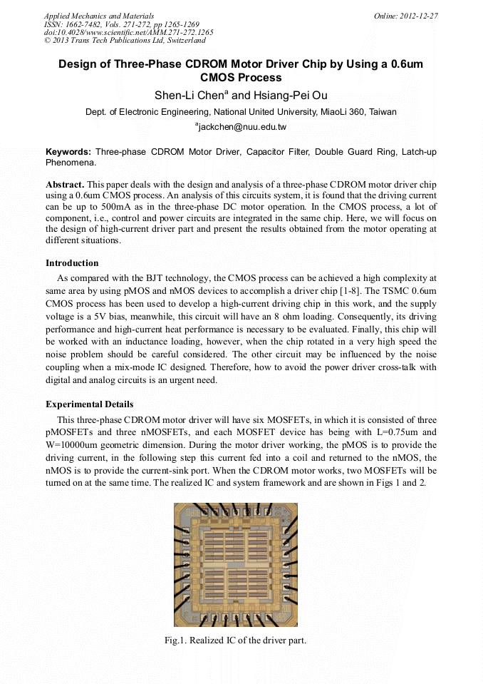 Design of Three-Phase CDROM Motor Driver Chip by Using a 0.6um CMOS ...