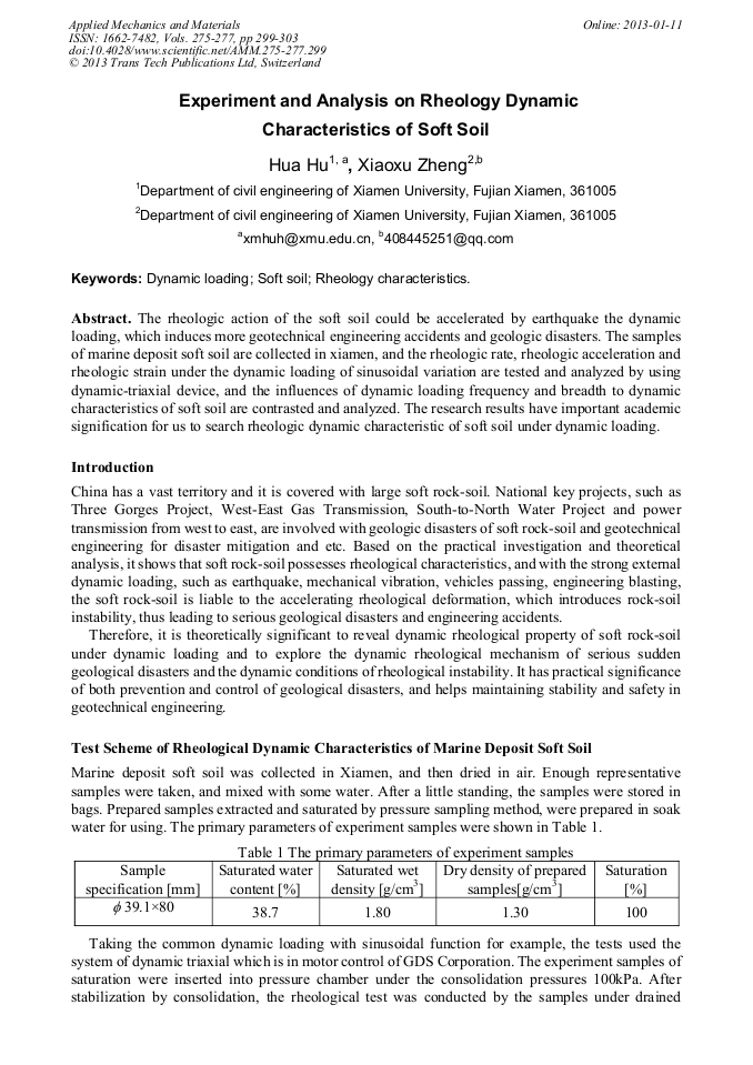 Experiment And Analysis On Rheology Dynamic Characteristics Of Soft Soil Scientific Net