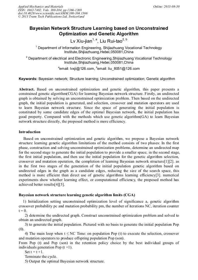 Bayesian Network Structure Learning Based on Unconstrained Optimization ...