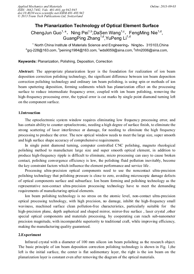 The Planarization Technology of Optical Element Surface