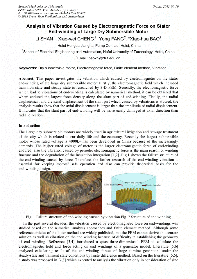 Analysis of Vibration Caused by Force on Stator End