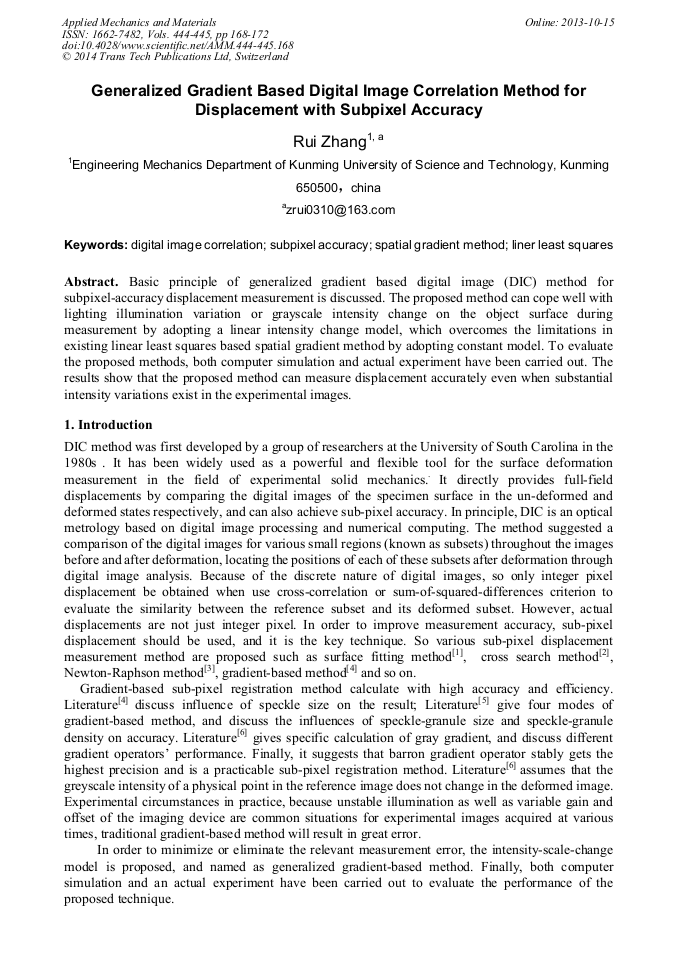 Generalized Gradient Based Digital Image Correlation Method for ...