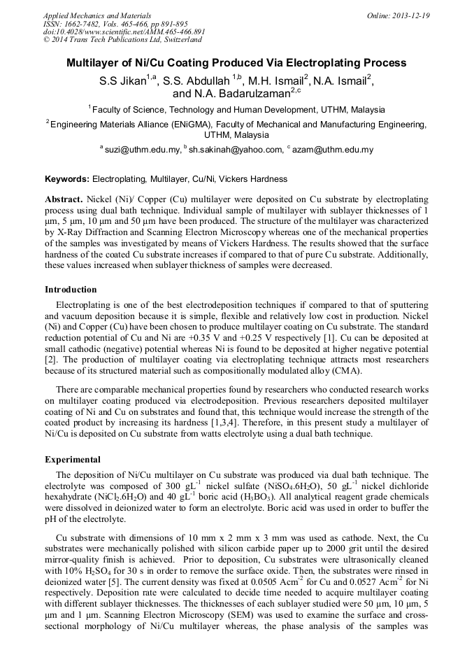 Electrodeposition The Materials Science of Coatings and Substrates Materials Science and Process Technology