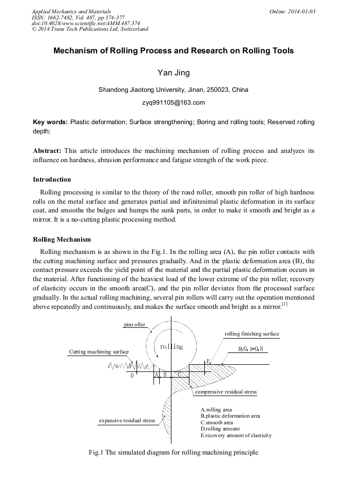 Mechanism of Rolling Process and Research on Rolling Tools