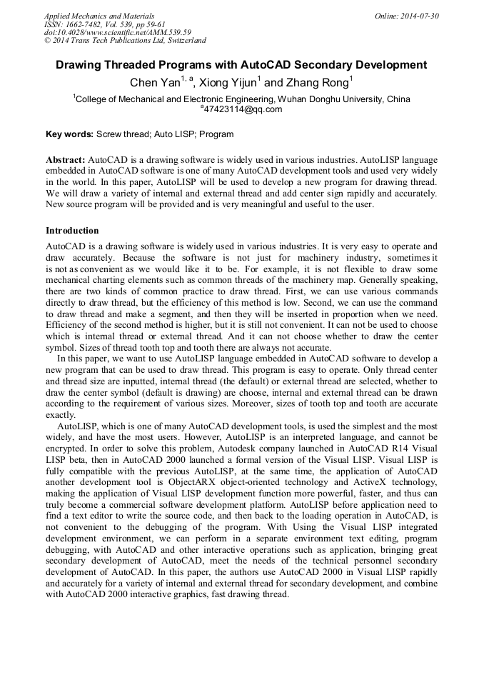 Drawing Threaded Programs with AutoCAD Secondary Development ...