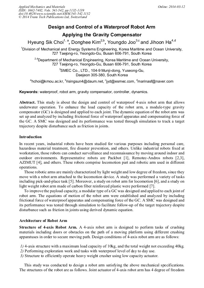 waterproof robotic arm