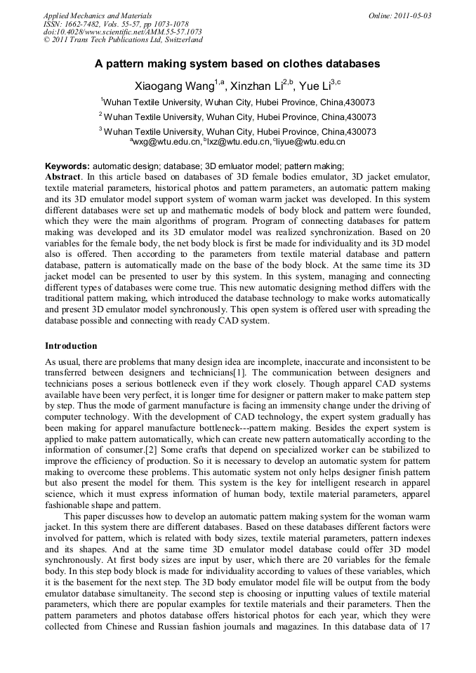 A Pattern Making System Based on Clothes Databases | Scientific.Net