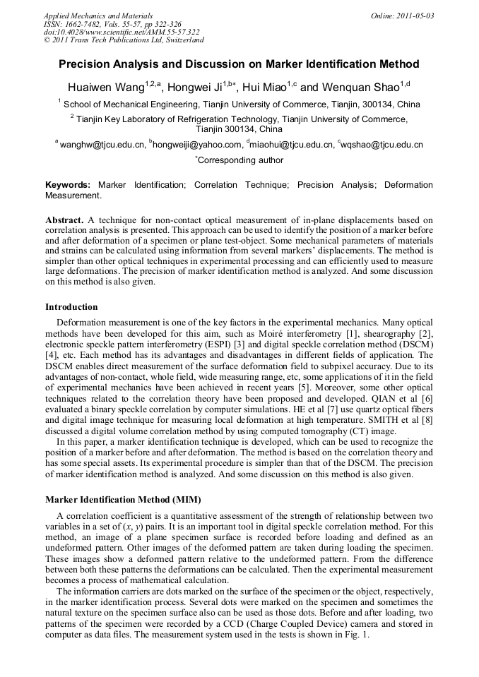 Precision Analysis and Discussion on Marker Identification Method
