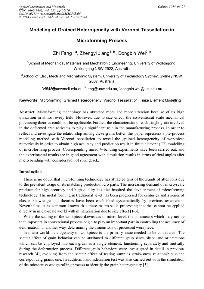 Modeling of Grained Heterogeneity with Voronoi Tessellation in ...