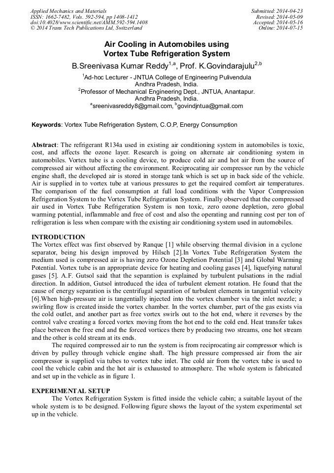 vortex tube cooling system