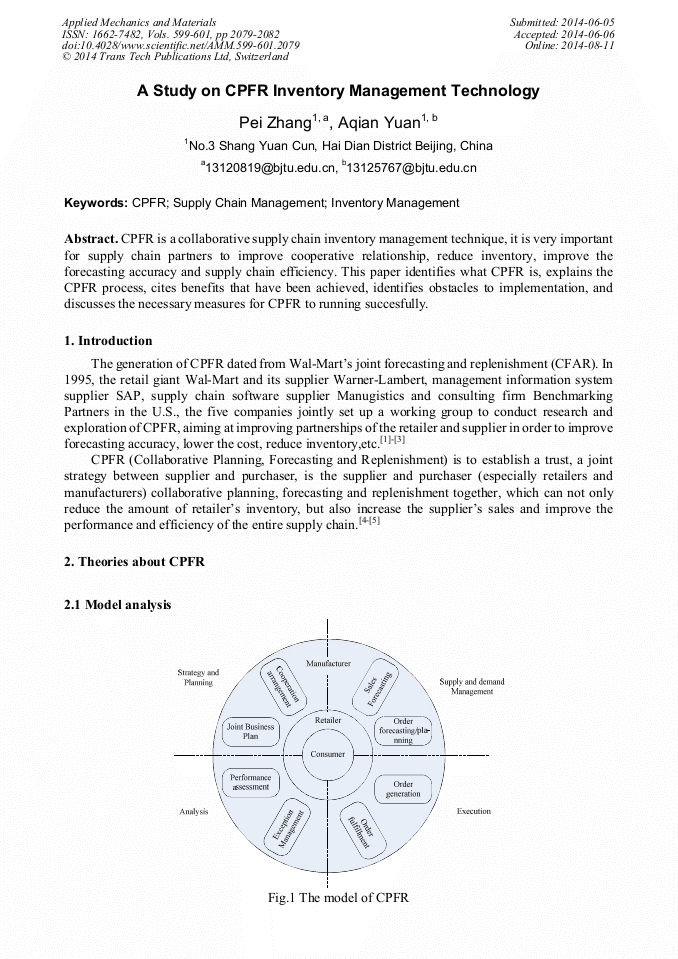 A Study on CPFR Inventory Management Technology | Scientific.Net