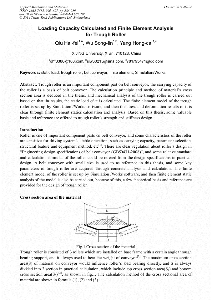 Loading Capacity Calculated and Finite Element Analysis for Trough ...