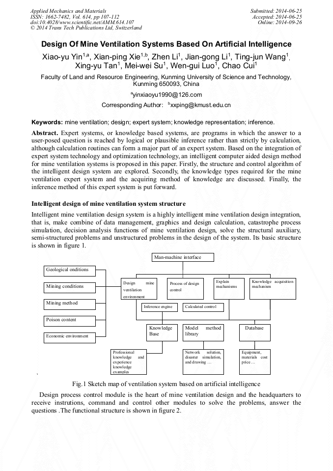 Design Of Mine Ventilation Systems Based On Artificial - 