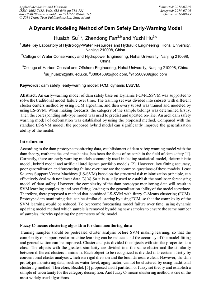 A Dynamic Modeling Method of Dam Safety Early-Warning Model ...