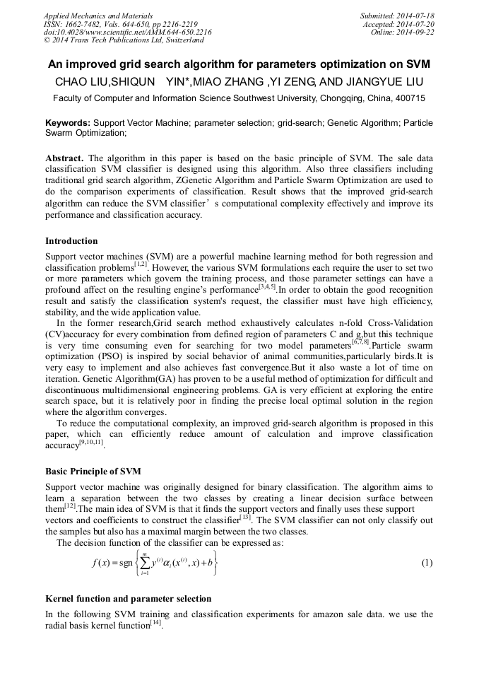 An Improved Grid Search Algorithm for Parameters Optimization on SVM ...