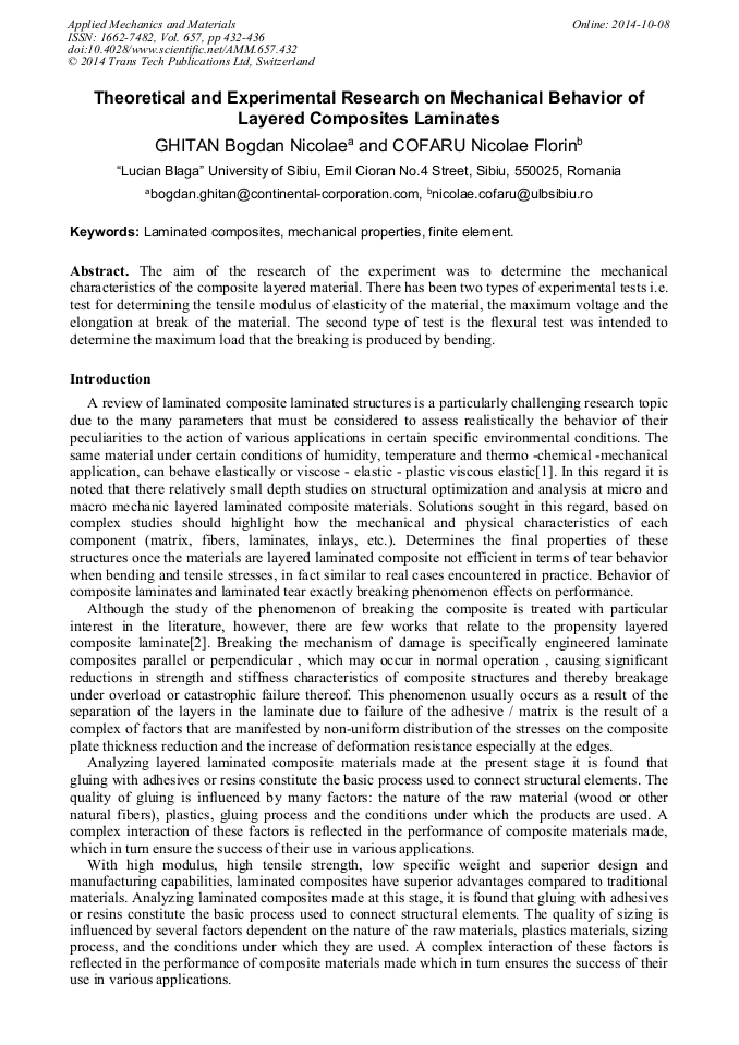 Theoretical and Experimental Research on Mechanical Behavior of Layered