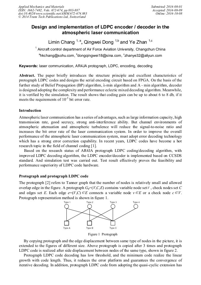 Design and Implementation of LDPC Encoder / Decoder in the Atmospheric ...
