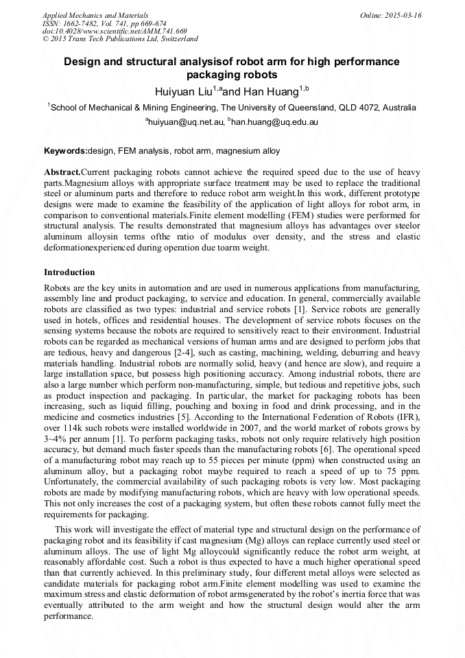 design and analysis of robotic arm