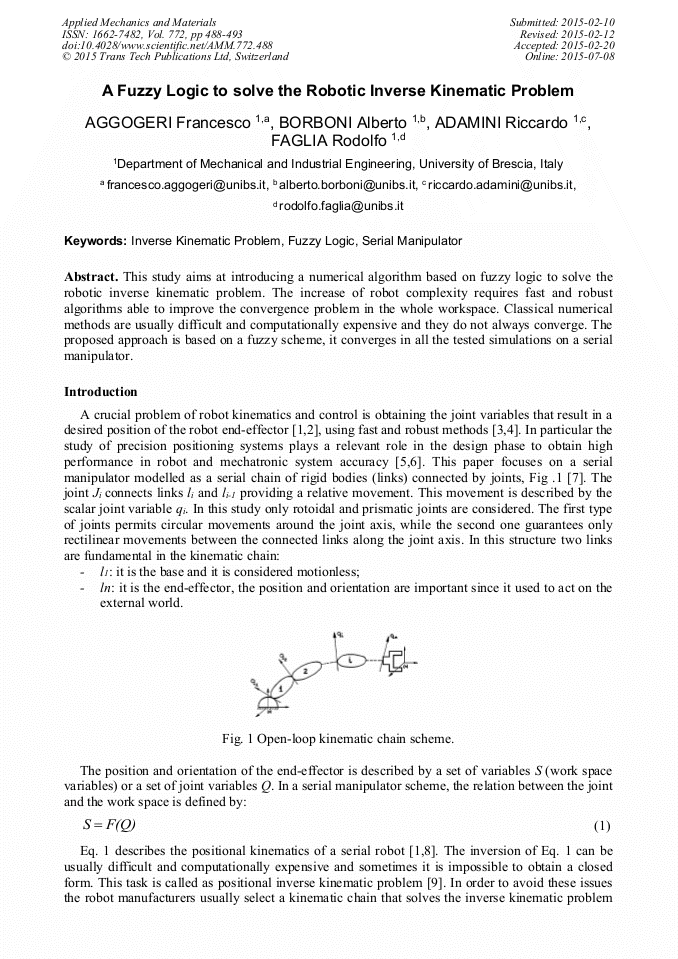 A Fuzzy Logic To Solve The Robotic Inverse Kinematic Problem - 
