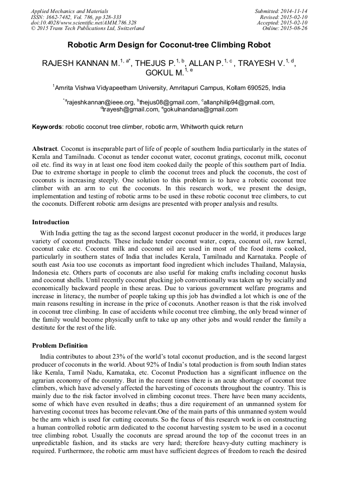 ieee papers on robotic arm