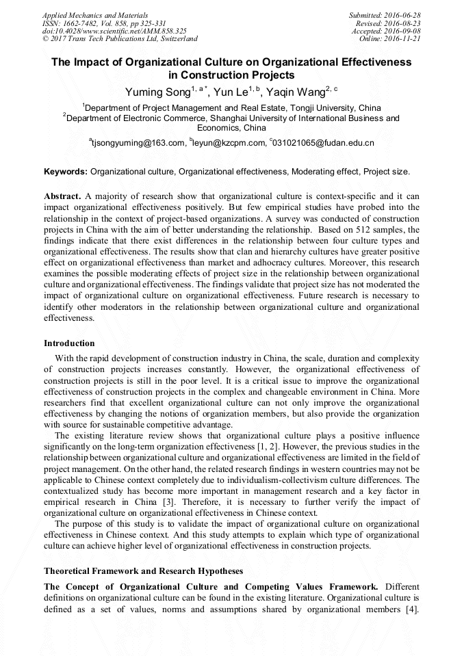 research paper on organizational culture