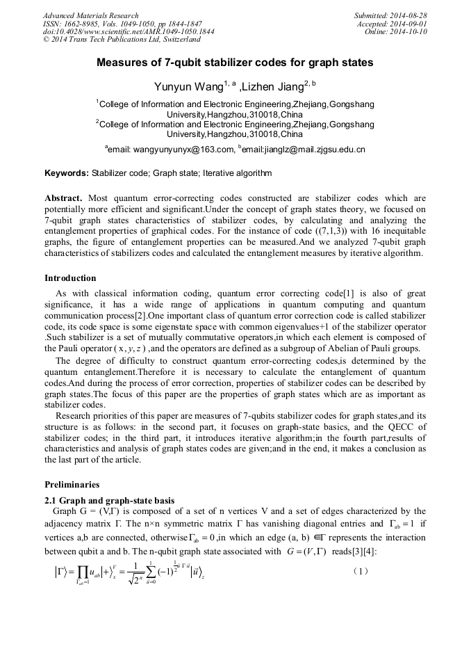 Measures of 7qubit Stabilizer Codes for Graph States