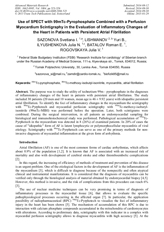 Use of SPECT with 99mTc-Pyrophosphate Combined with a Perfusion ...