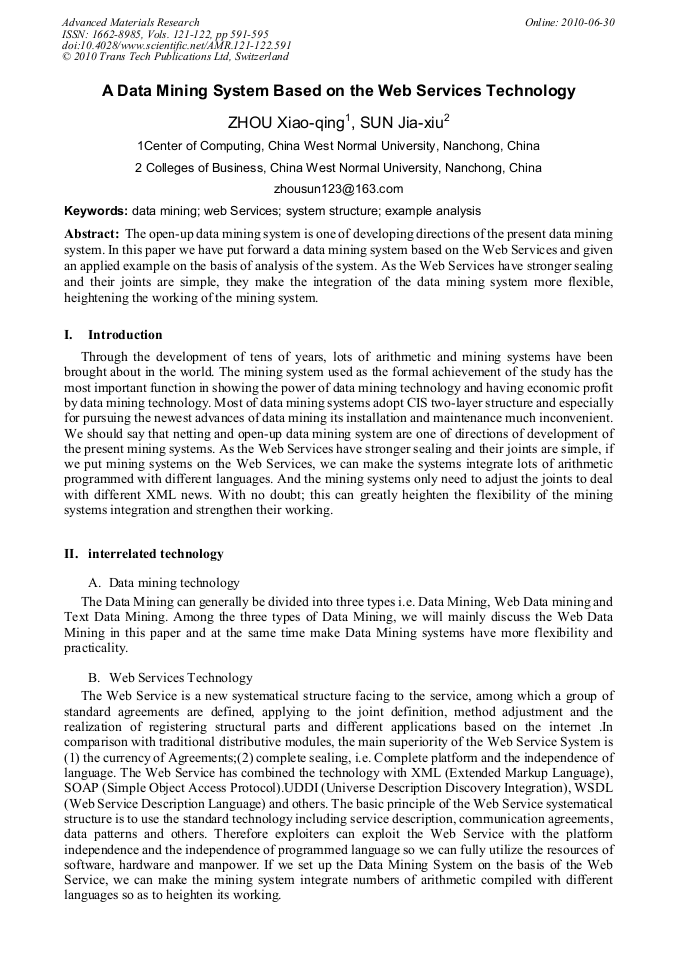Services research papers on data mining