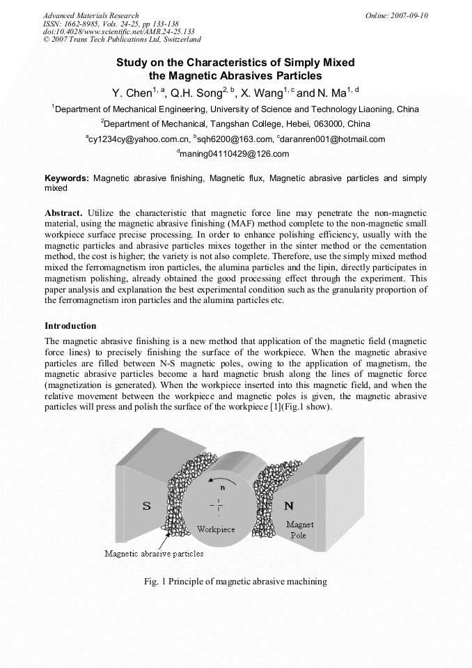 Study on the Characteristics of Simply Mixed the Abrasives