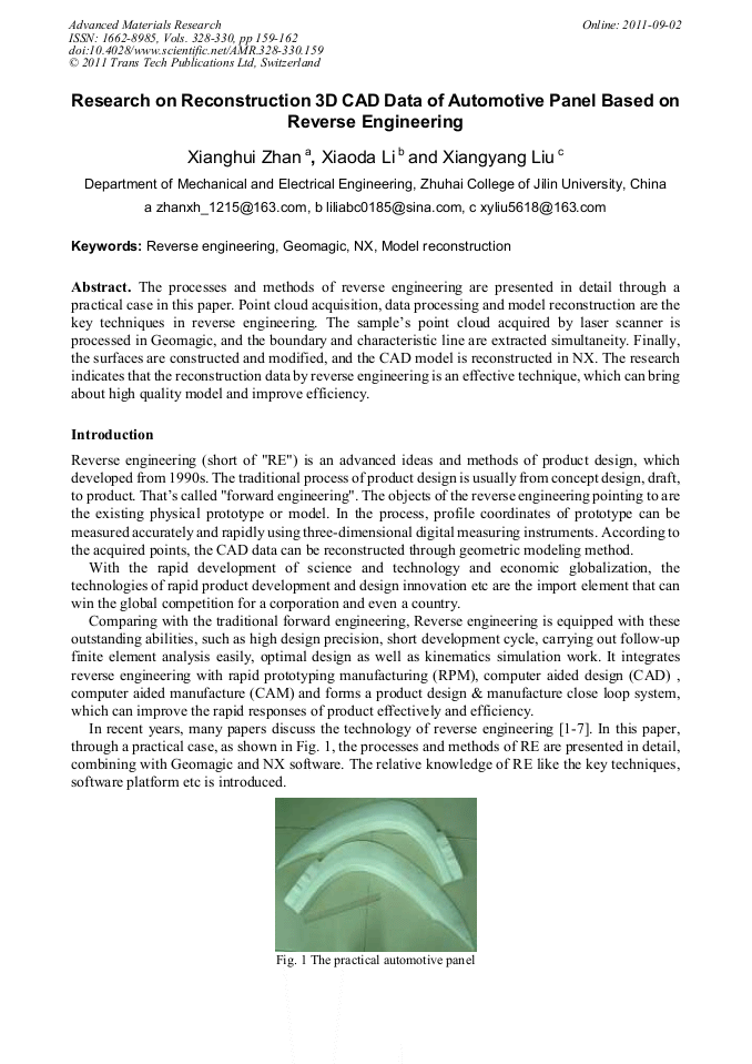 Research on Reconstruction 3D CAD Data of Automotive Panel Based on ...