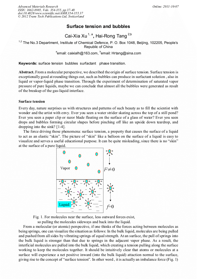 Surface Tension and Bubbles
