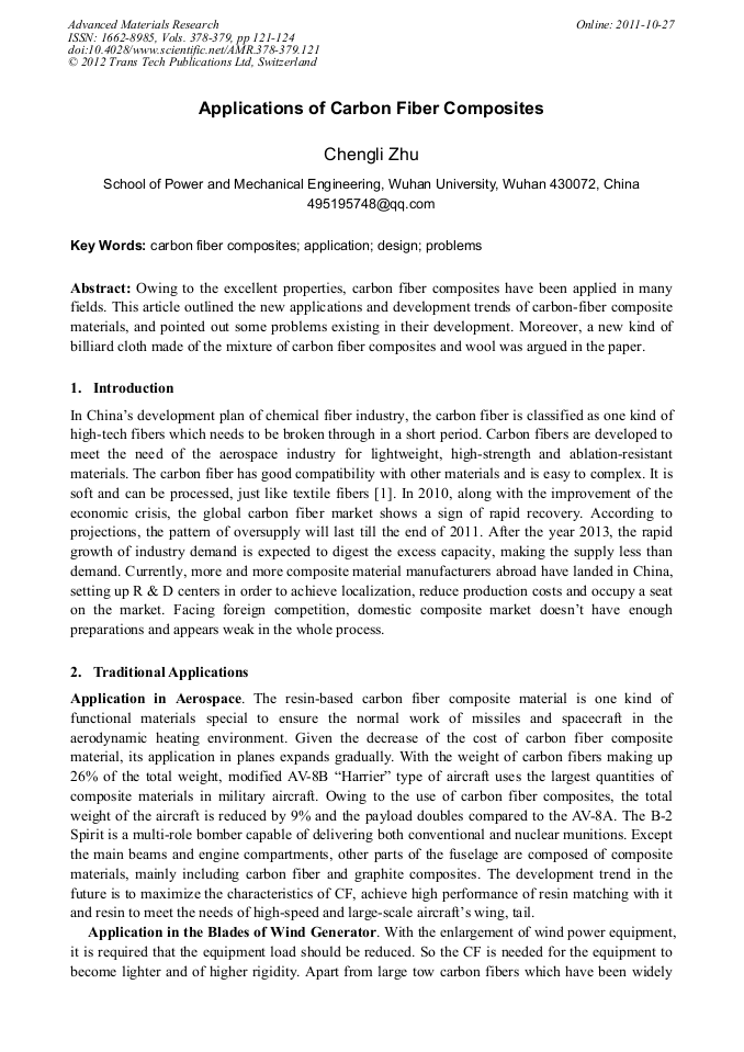 Applications of Carbon Fiber Composites