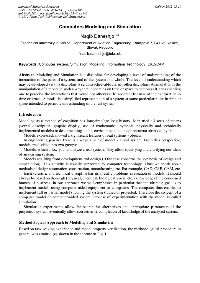 Computers Modeling and Simulation