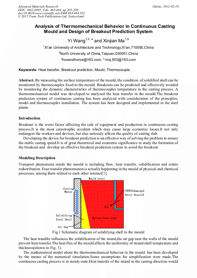 Analysis of Thermomechanical Behavior in Continuous Casting Mould and