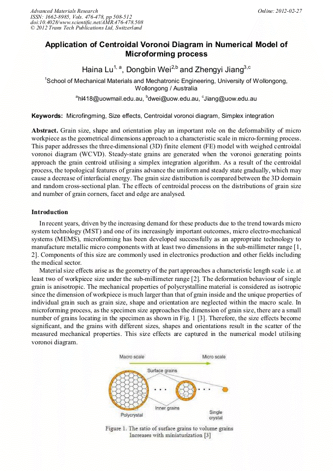 Application of Centroidal Voronoi Diagram in Numerical Model of ...