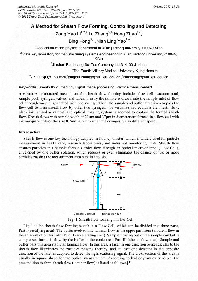 A Method for Sheath Flow Forming, Controlling and Detecting
