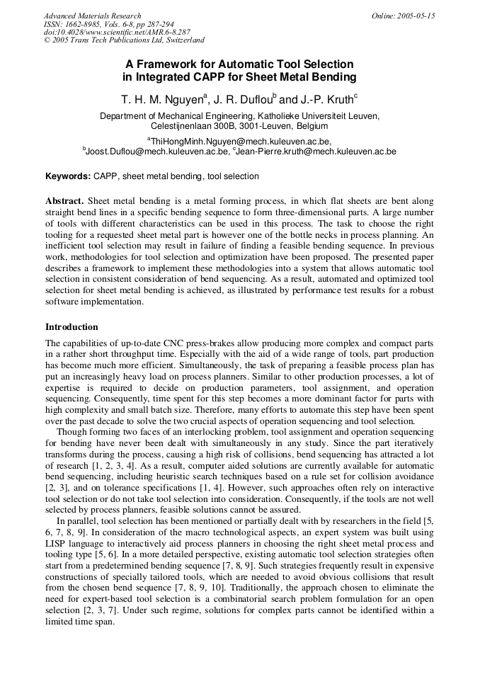 A Framework for Automatic Tool Selection in Integrated CAPP for ... A Framework for Automatic Tool Selection in Integrated CAPP for ...