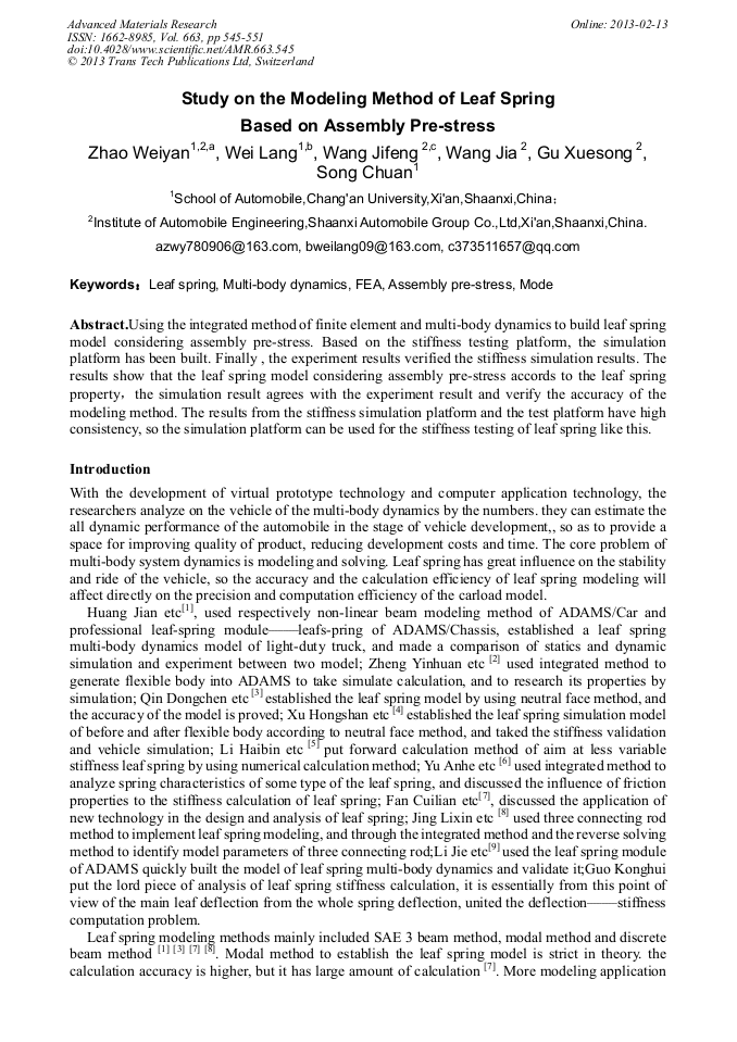 Study on the Modeling Method of Leaf Spring Based on Assembly Pre