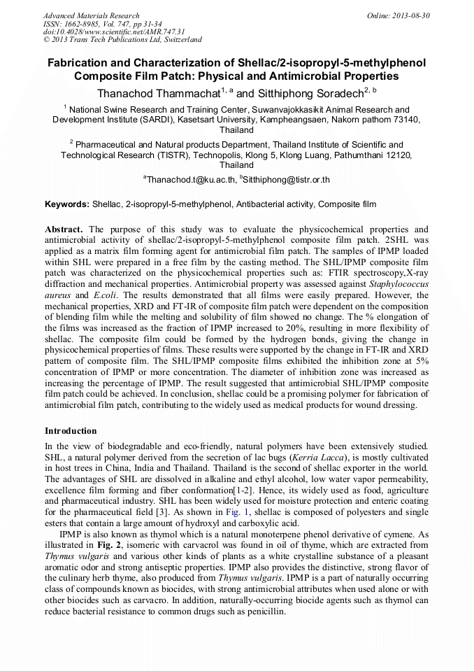 e of matrix properties Characterization Isopropyl and 5 Shellac/2 of Fabrication