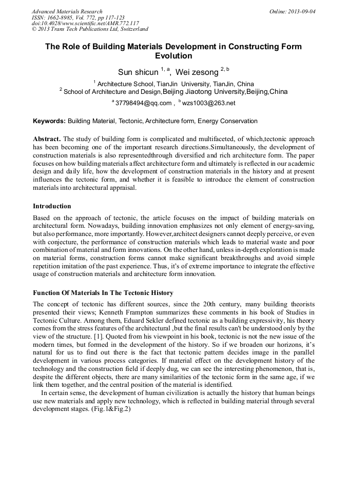 The Role of Building Materials Development in Constructing Form ...