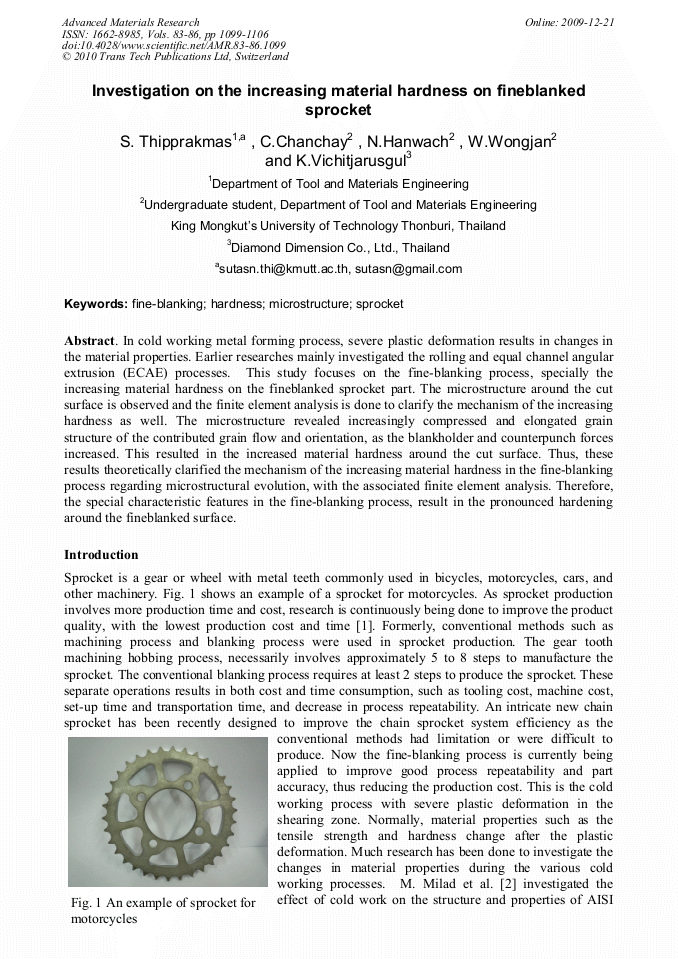 Investigation on the Increasing Material Hardness on Fineblanked